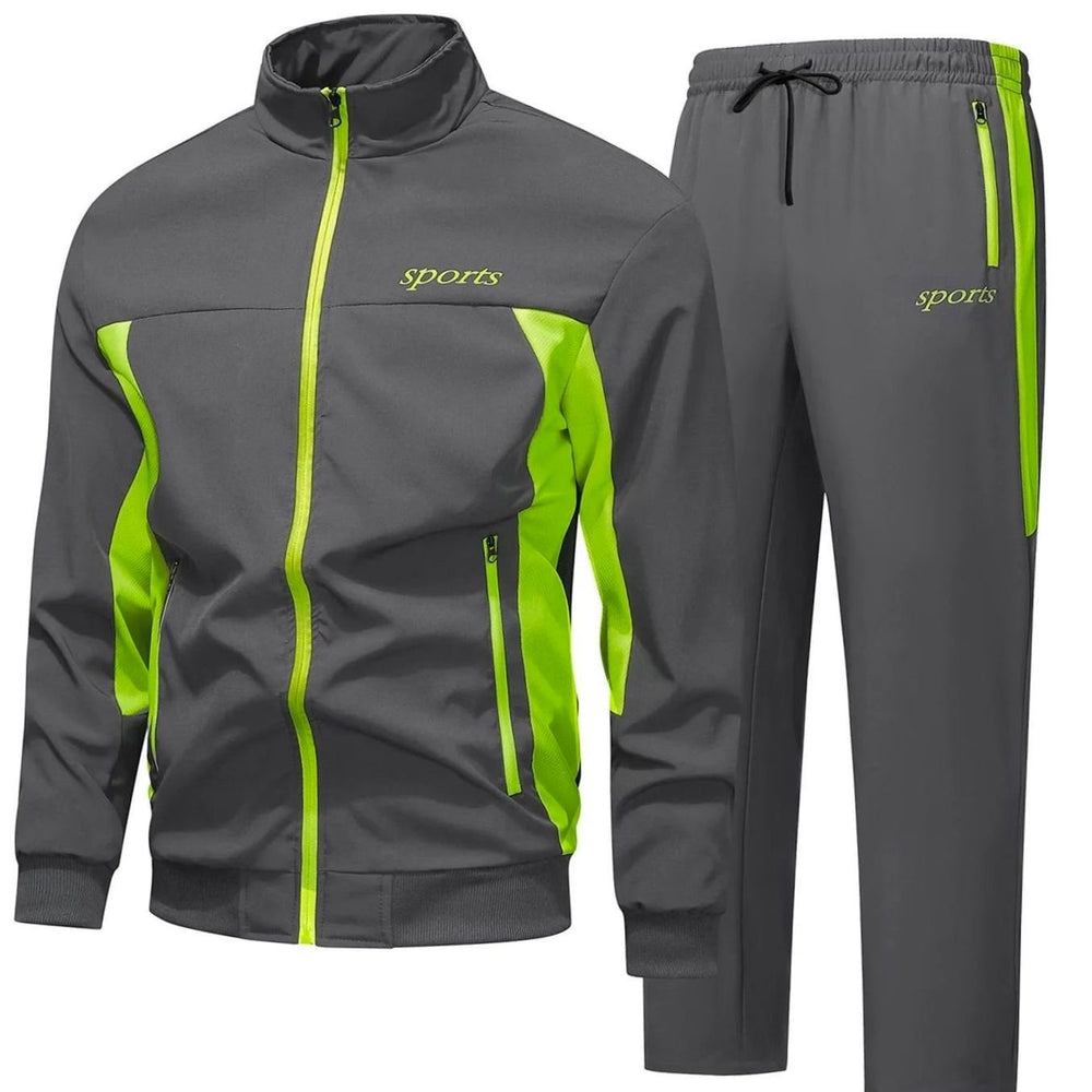 Herren Sportliches Trainingsanzug-Set Zweiteiliger Jogginganzug Stehkragen - Dunkel Grau
