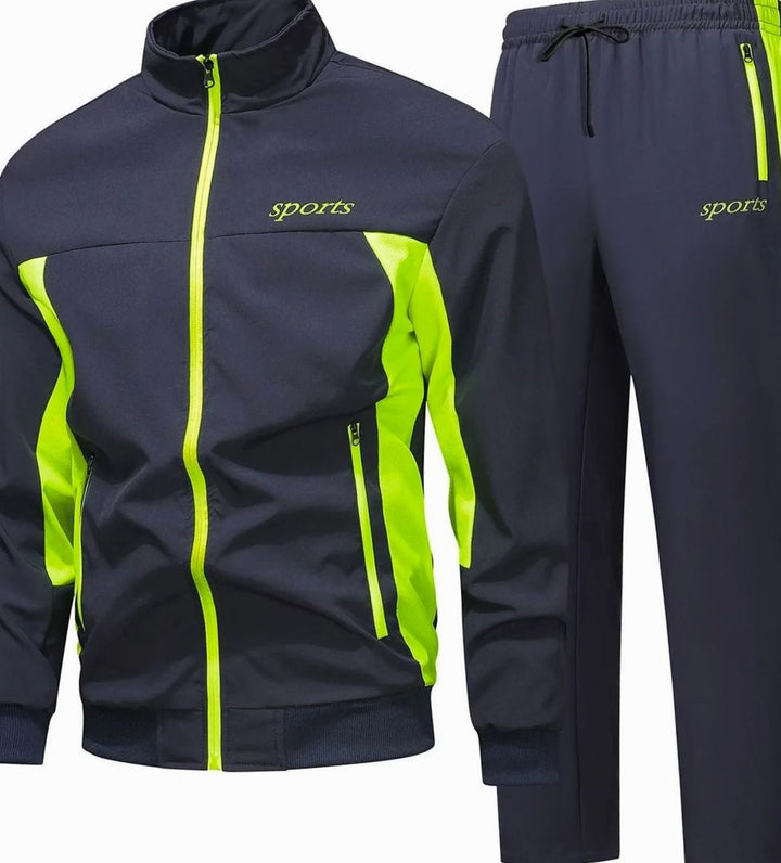 Herren Sportliches Trainingsanzug-Set Zweiteiliger Jogginganzug Stehkragen - Marine Blau
