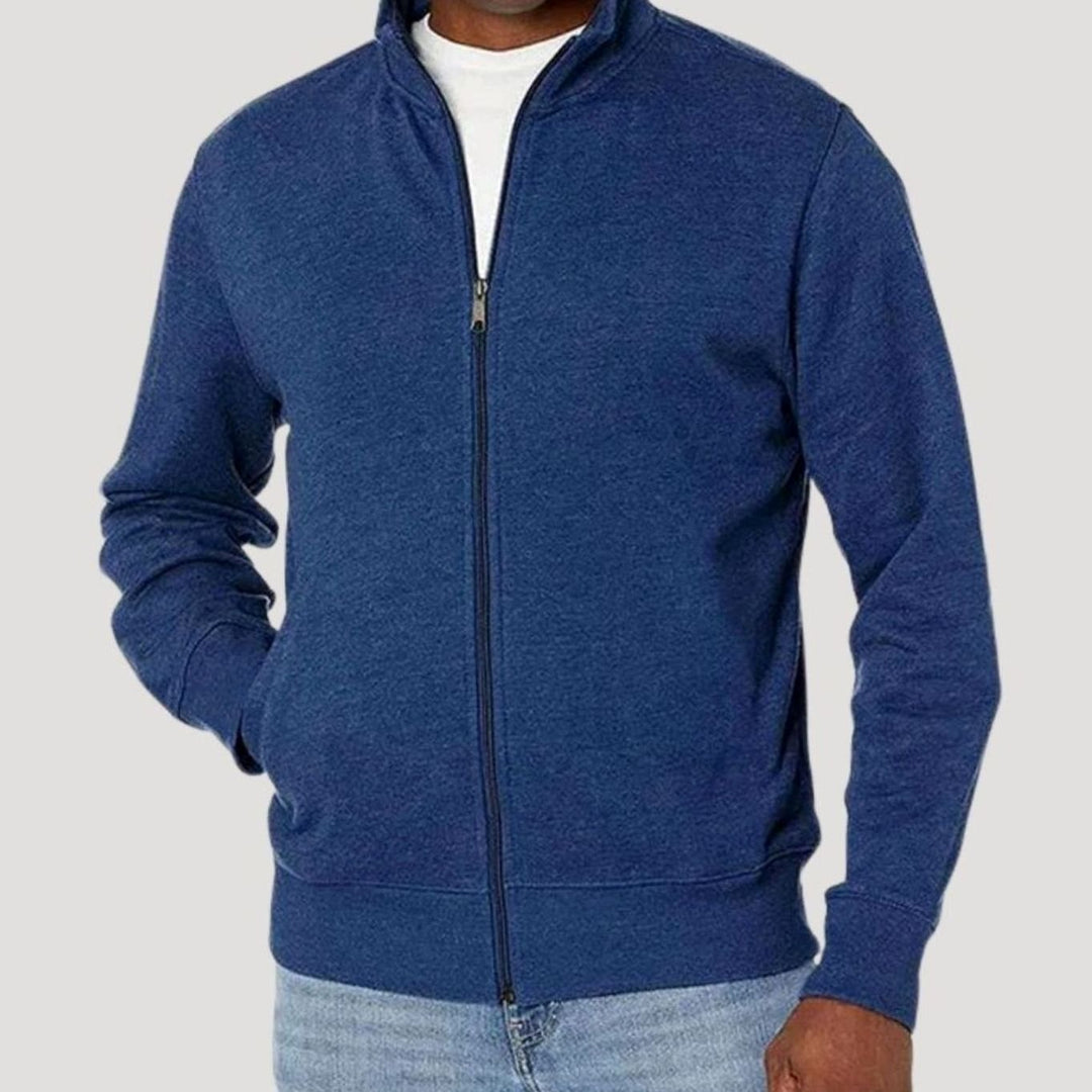 Herren Stehkragen Sweatjacke mit Reißverschluss - Blau