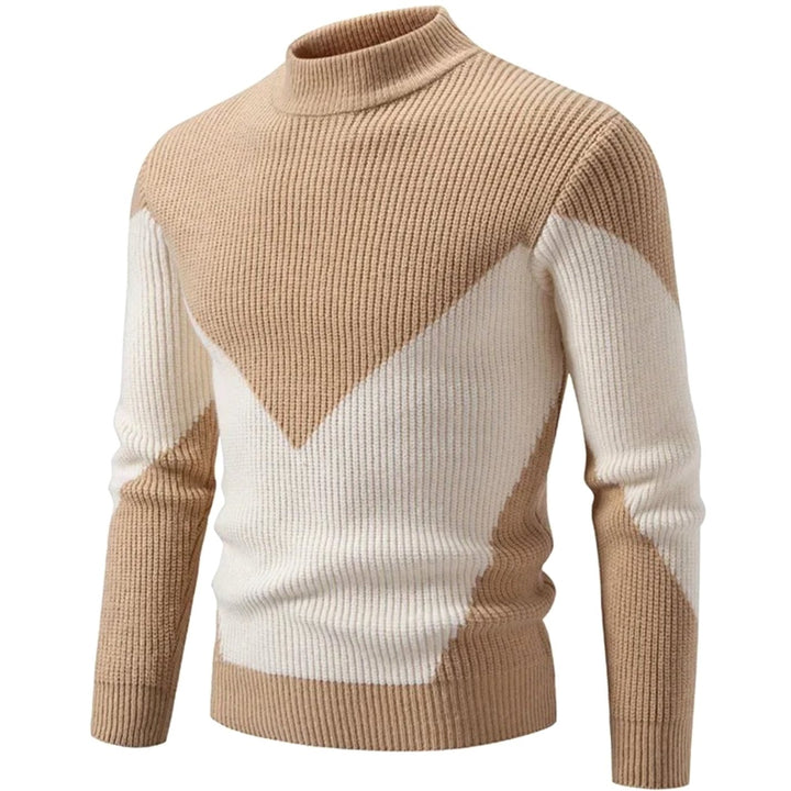 Herren Strickpullover mit Geometrischem Muster Halbkragen Langarm - Beiger Diamant