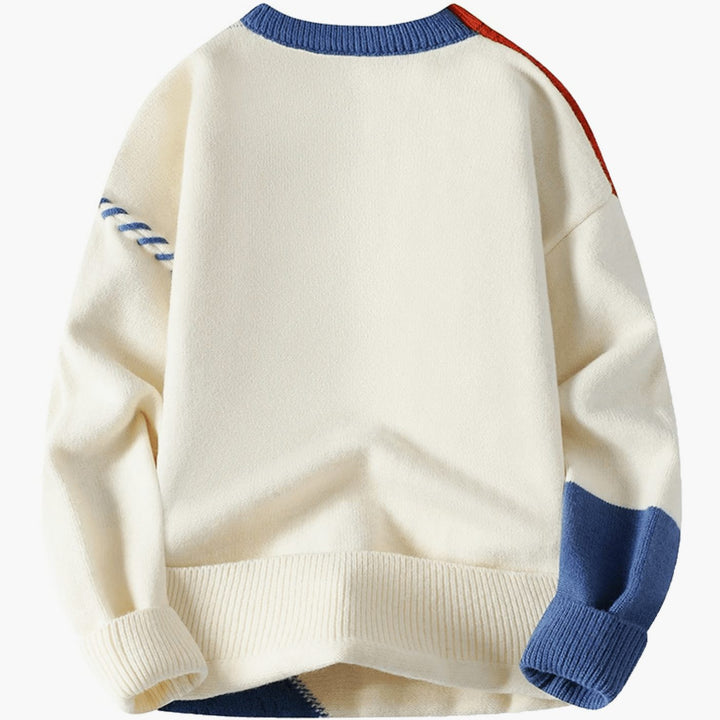 Herren Strickpullover mit Patch-Design Rundhals Colorblock