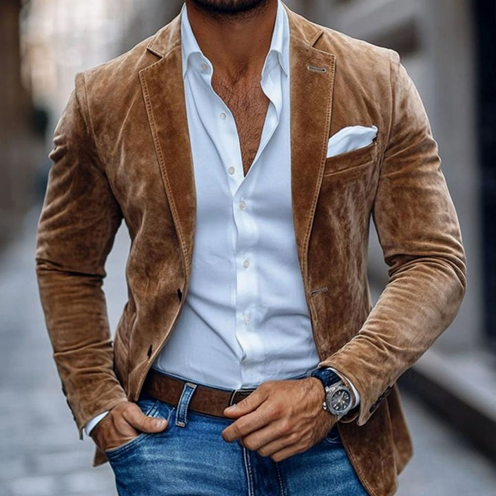 Herren Tailored-Fit Smart-Casual Sakko aus Wildleder