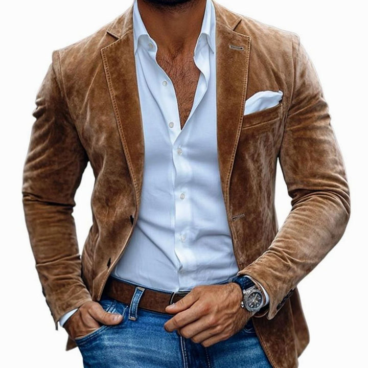 Herren Tailored-Fit Smart-Casual Sakko aus Wildleder