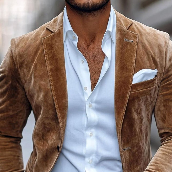 Herren Tailored-Fit Smart-Casual Sakko aus Wildleder