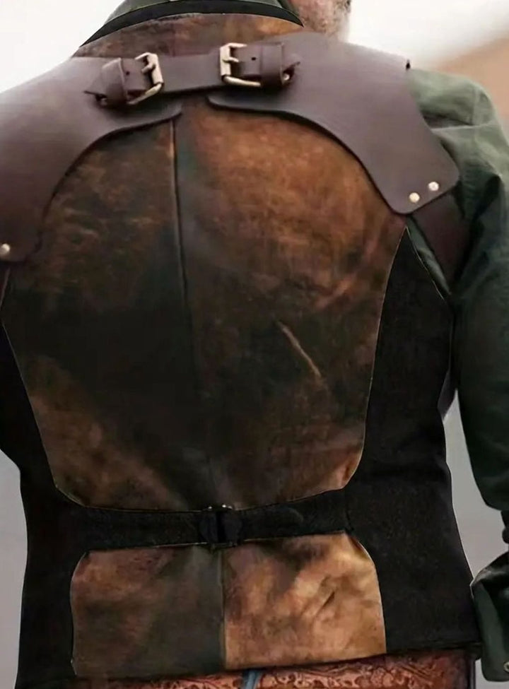 Herren Vintage Weste mit Schnallenriemen und Knöpfen Tailliert