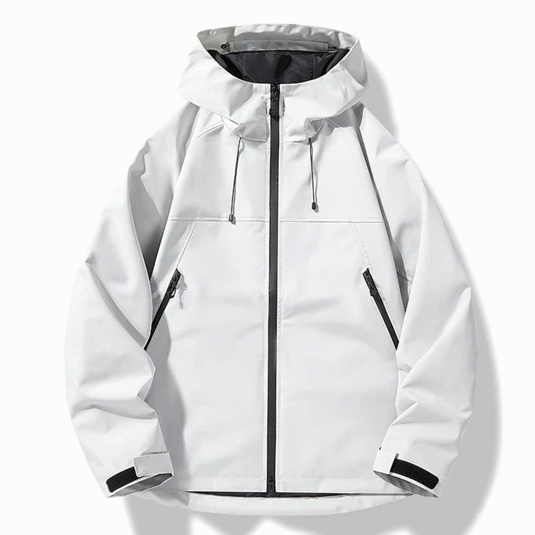 Herren Wasserdichte Winddichte Kapuzen Shell Jacke - Weiß