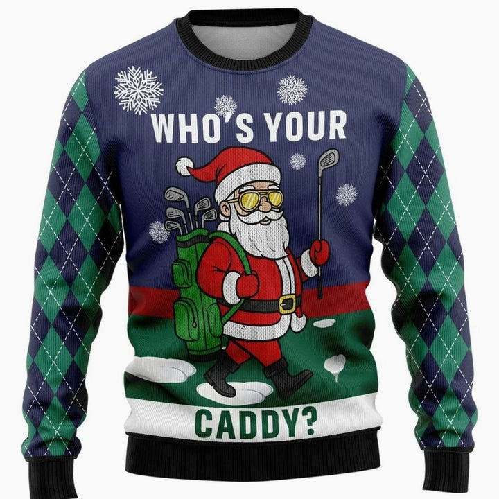 Herren Weihnachtspullover mit Schneemann-Print Rundhals Sweatshirt - Weihnachtsmann Lila