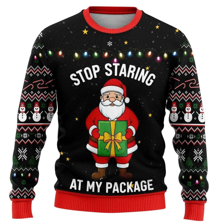 Herren Weihnachtspullover mit Schneemann-Print Rundhals Sweatshirt - Weihnachtsmann Schwarz