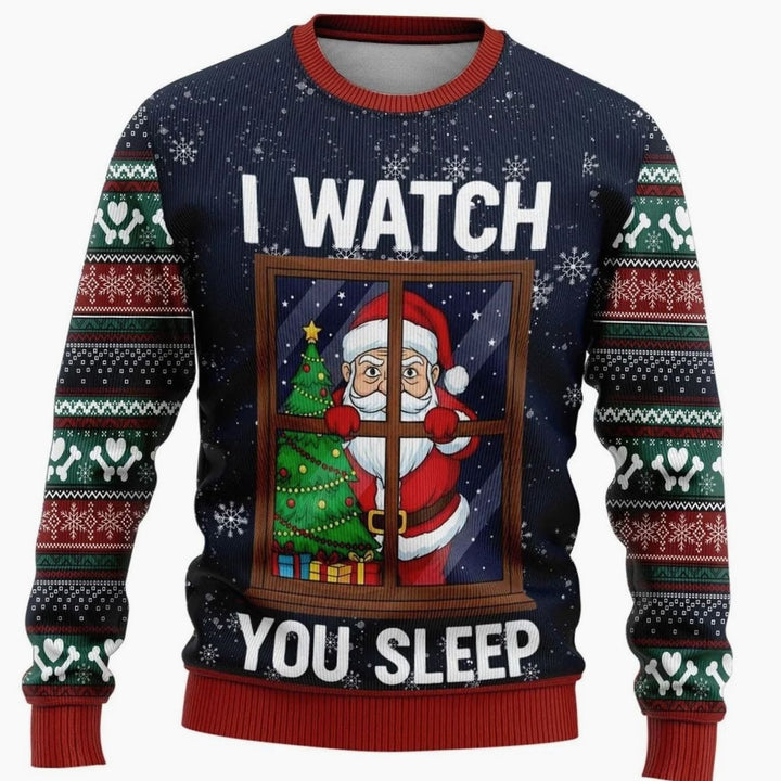 Herren Weihnachtspullover mit Schneemann-Print Rundhals Sweatshirt - Weihnachtsmann Mehrfarbig 1