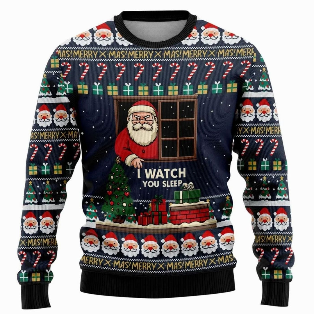 Herren Weihnachtspullover mit Schneemann-Print Rundhals Sweatshirt - Weihnachtsmann Mehrfarbig 2