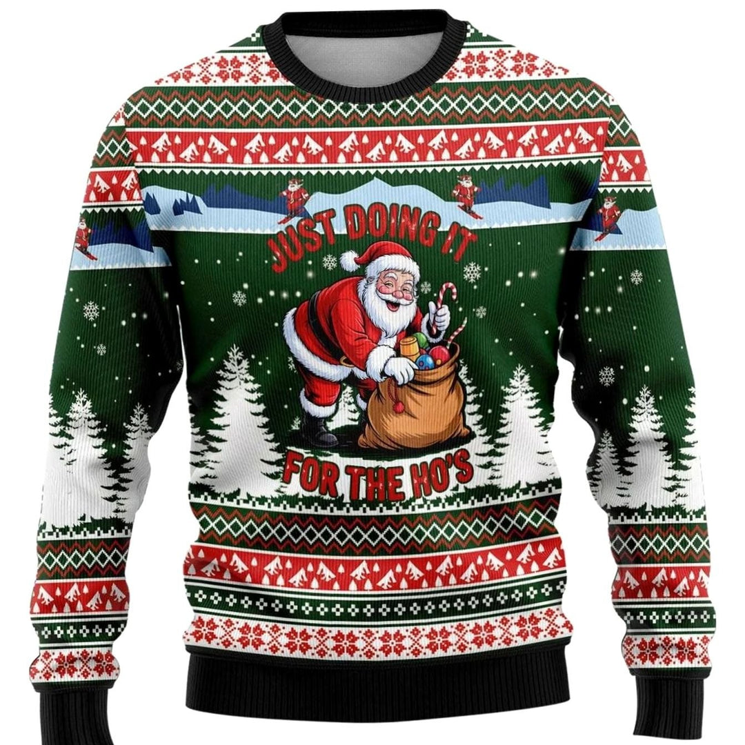Herren Weihnachtspullover mit Schneemann-Print Rundhals Sweatshirt - Weihnachtsmann Mehrfarbig 3
