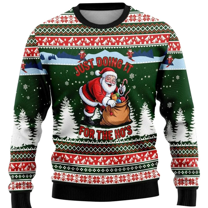 Herren Weihnachtspullover mit Schneemann-Print Rundhals Sweatshirt - Weihnachtsmann Mehrfarbig 3