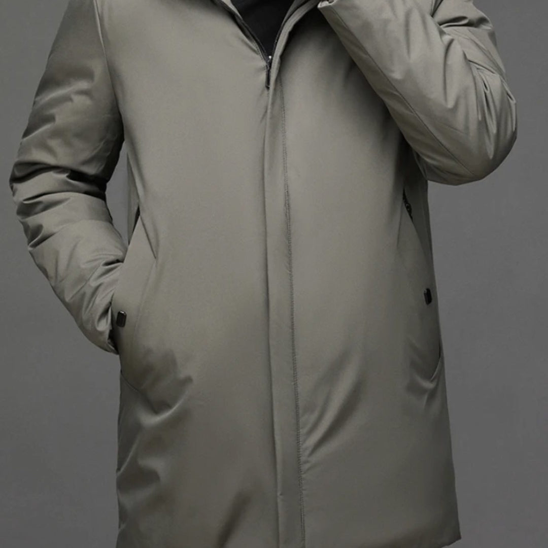 Herren Winterjacke mit hohem Kragen Reißverschluss Kapuze
