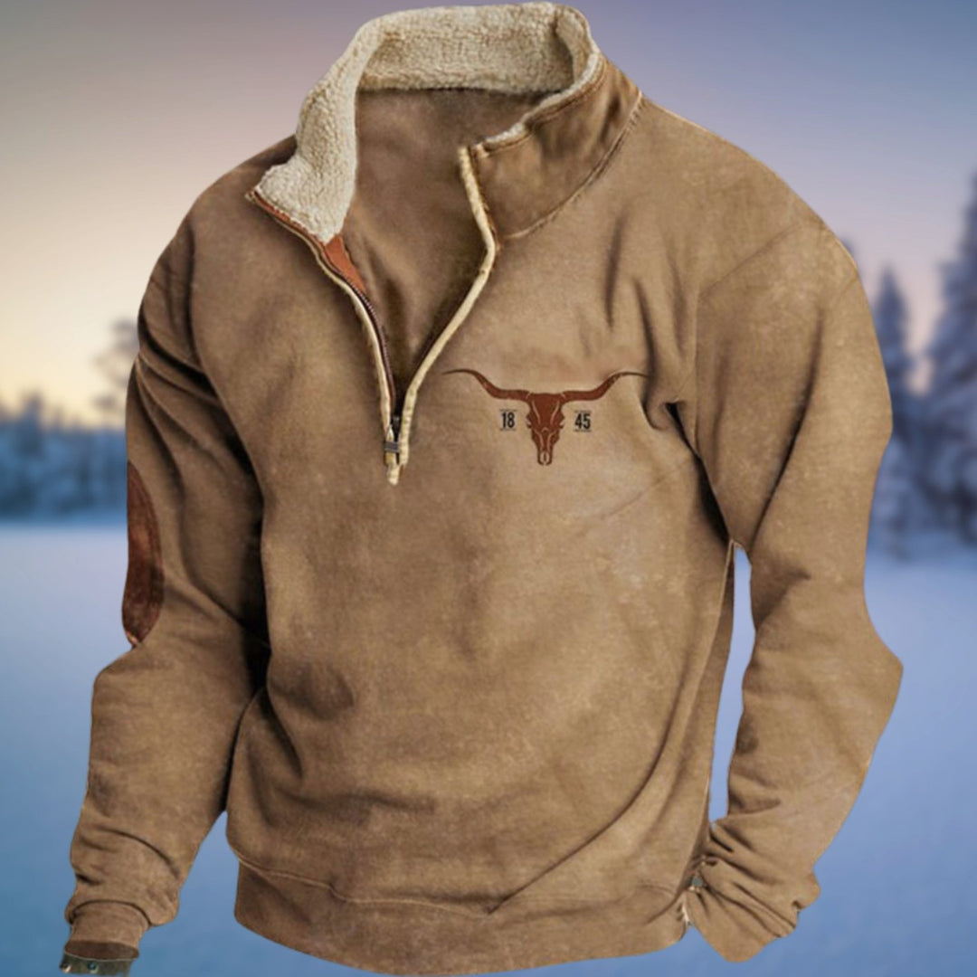 Herren Winterpullover mit Halb-Reißverschluss Aztekenmuster Fleecekragen - Stil 3