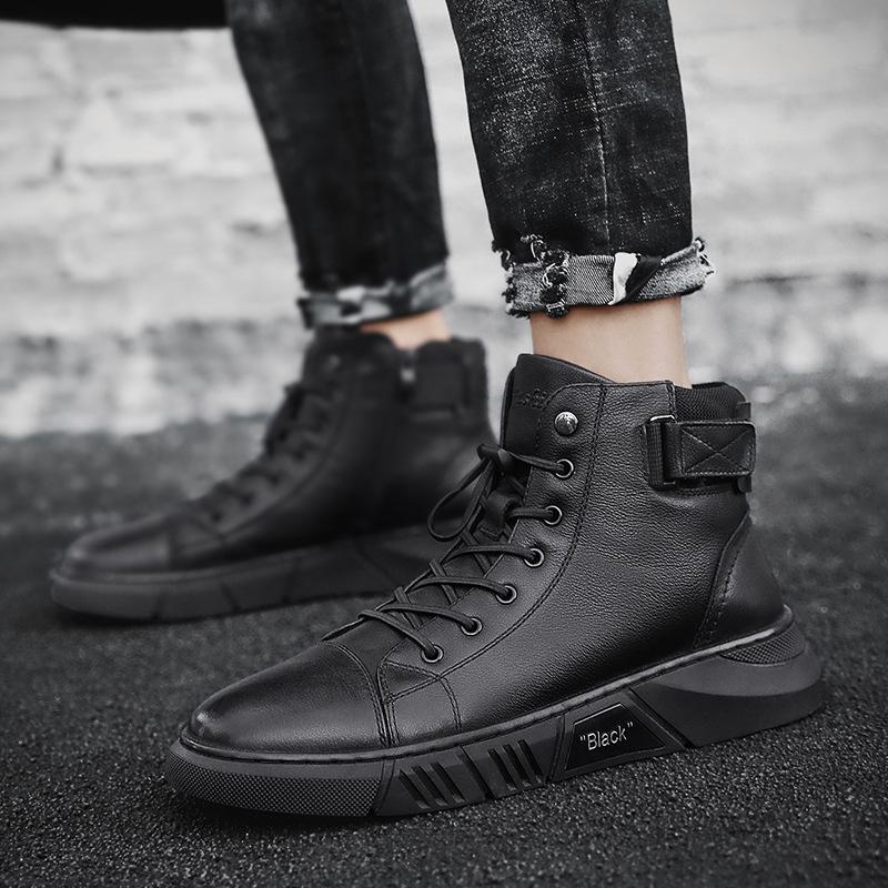 Davido - Robuste Herren Lederstiefel aus schwarzem Leder