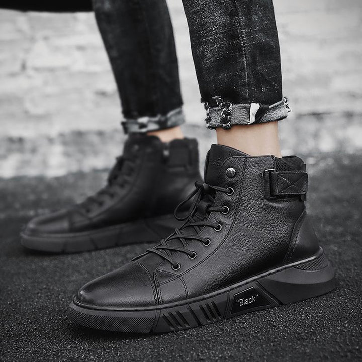 Davido - Robuste Herren Lederstiefel aus schwarzem Leder