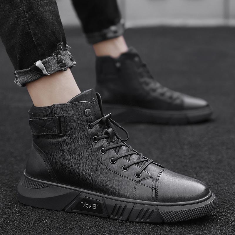 Davido - Robuste Herren Lederstiefel aus schwarzem Leder