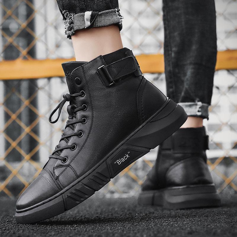 Davido - Robuste Herren Lederstiefel aus schwarzem Leder