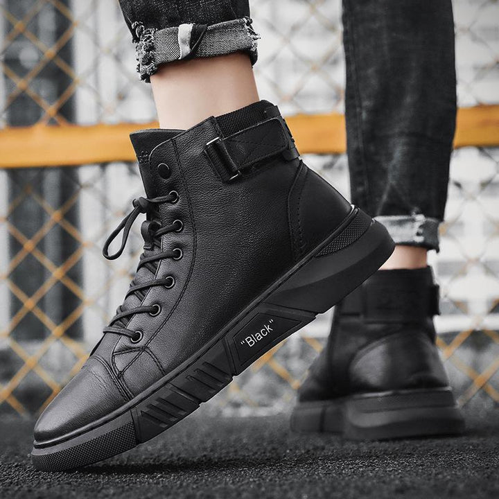 Davido - Robuste Herren Lederstiefel aus schwarzem Leder