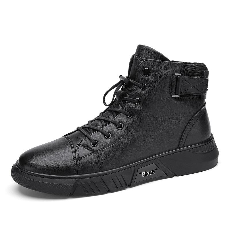 Davido - Robuste Herren Lederstiefel aus schwarzem Leder