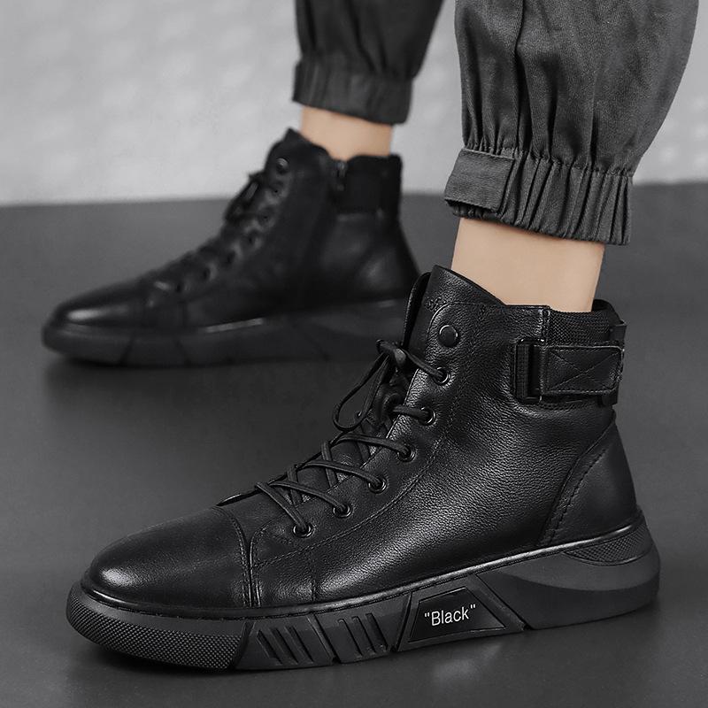 Davido - Robuste Herren Lederstiefel aus schwarzem Leder