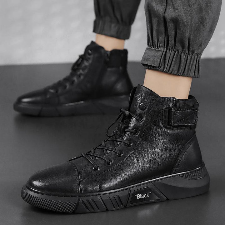 Davido - Robuste Herren Lederstiefel aus schwarzem Leder