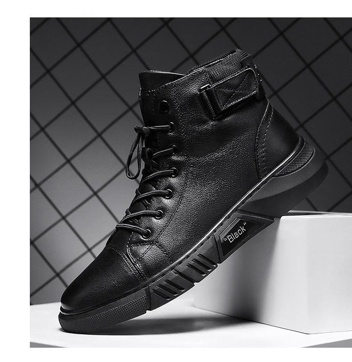 Davido - Robuste Herren Lederstiefel aus schwarzem Leder