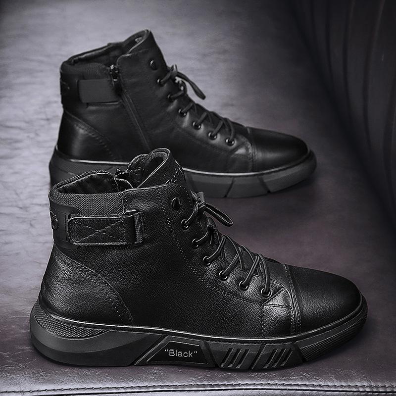 Davido - Robuste Herren Lederstiefel aus schwarzem Leder