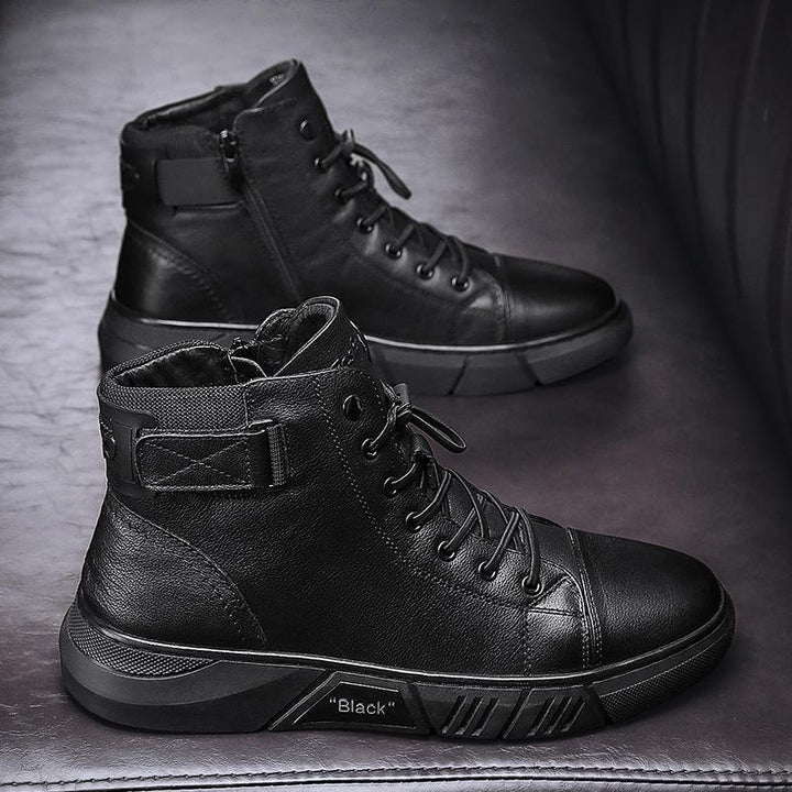 Davido - Robuste Herren Lederstiefel aus schwarzem Leder