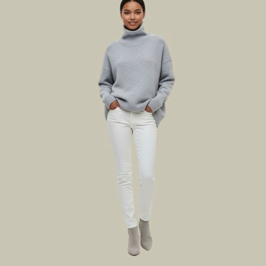 Locker Geschnittener Rollkragenpullover für Damen Relaxed Fit