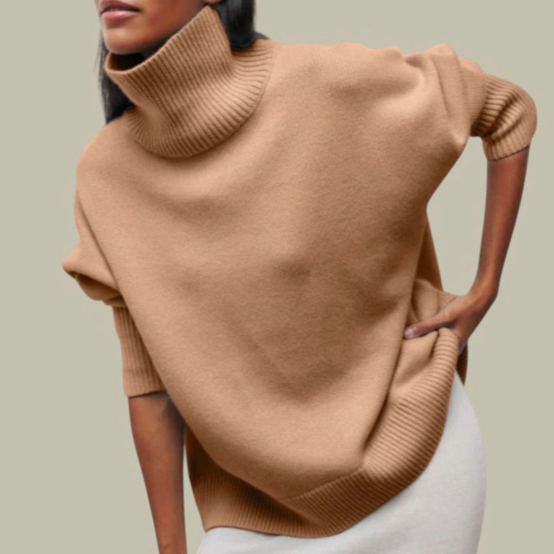 Locker Geschnittener Rollkragenpullover für Damen Relaxed Fit - Khaki