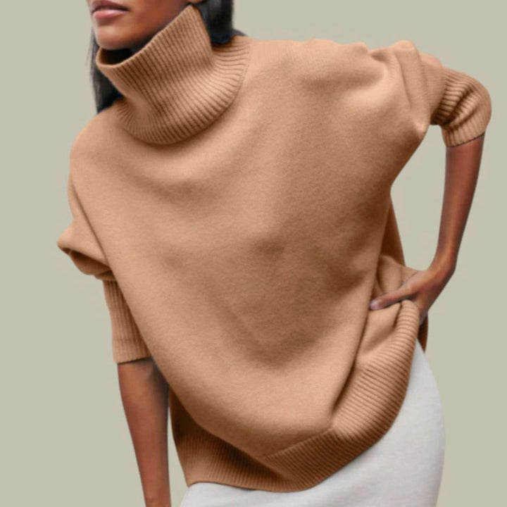 Locker Geschnittener Rollkragenpullover für Damen Relaxed Fit - Khaki