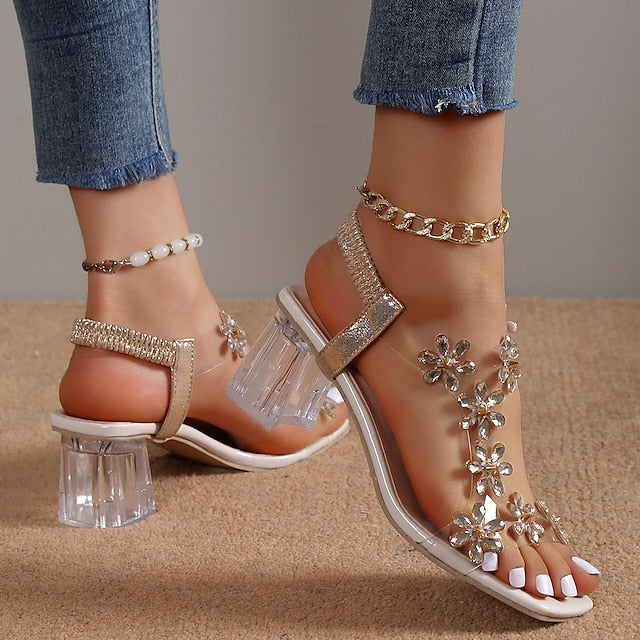 Sofie - Modische Casual Blockabsatzsandalen mit Bergkristallen für Frauen