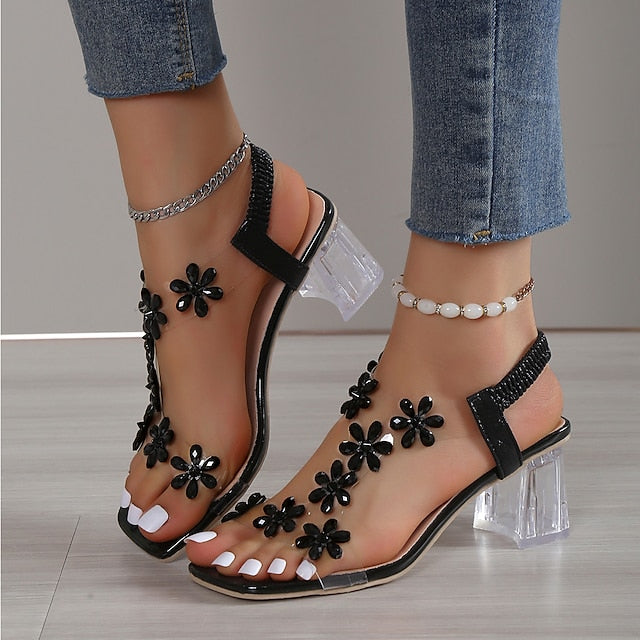 Sofie - Modische Casual Blockabsatzsandalen mit Bergkristallen für Frauen