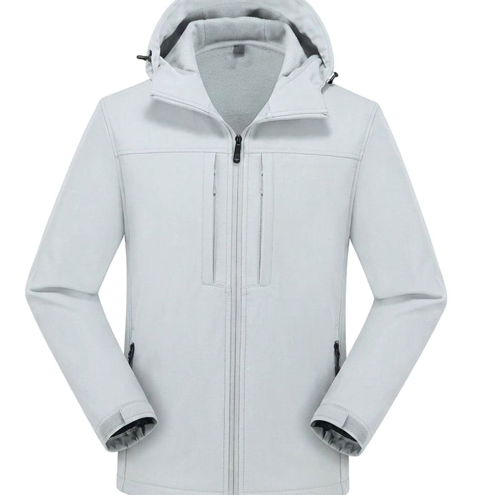 Wasserdichte Softshelljacke Herren mit Fleecefutter und Kapuze - Hellgrau