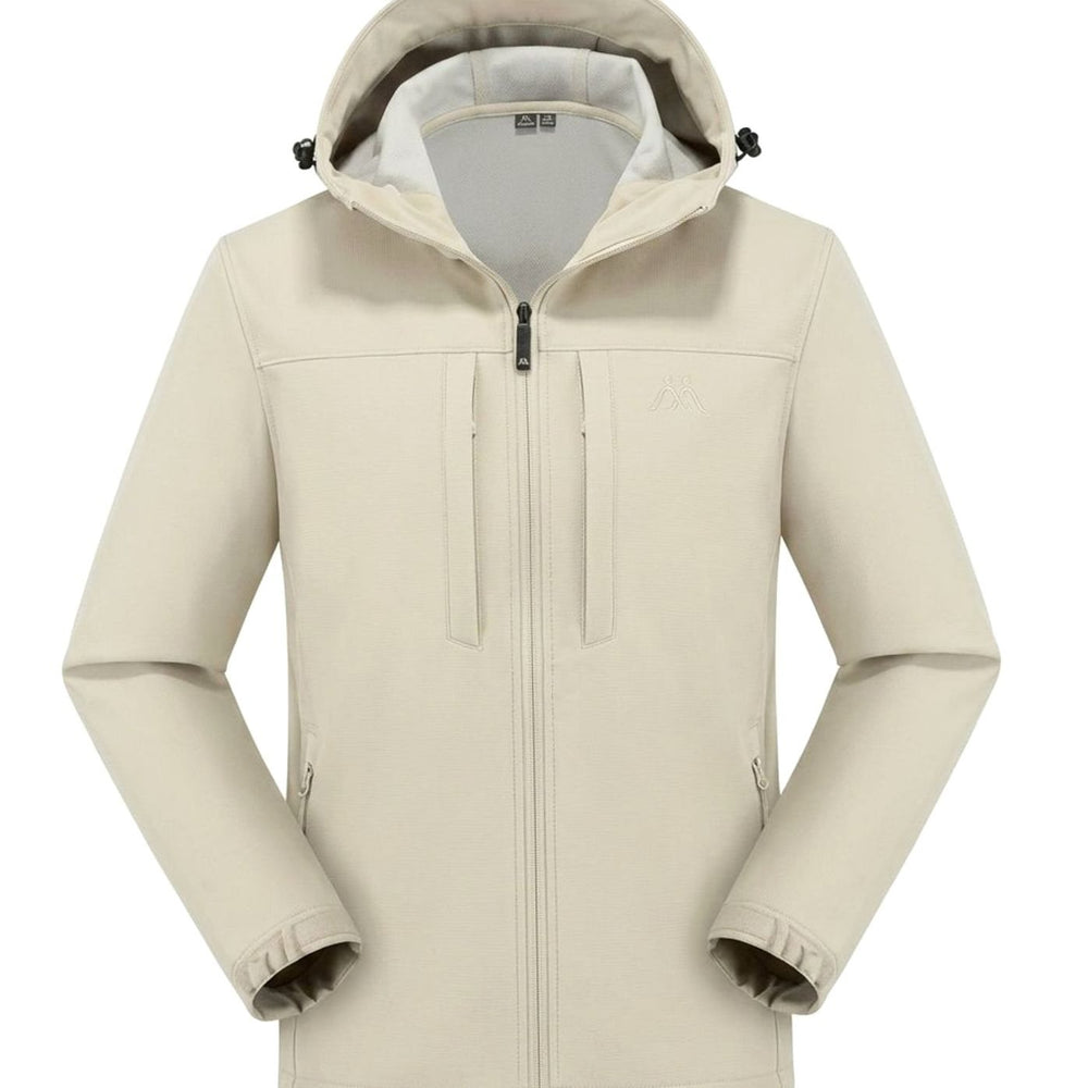 Wasserdichte Softshelljacke Herren mit Fleecefutter und Kapuze - Beige