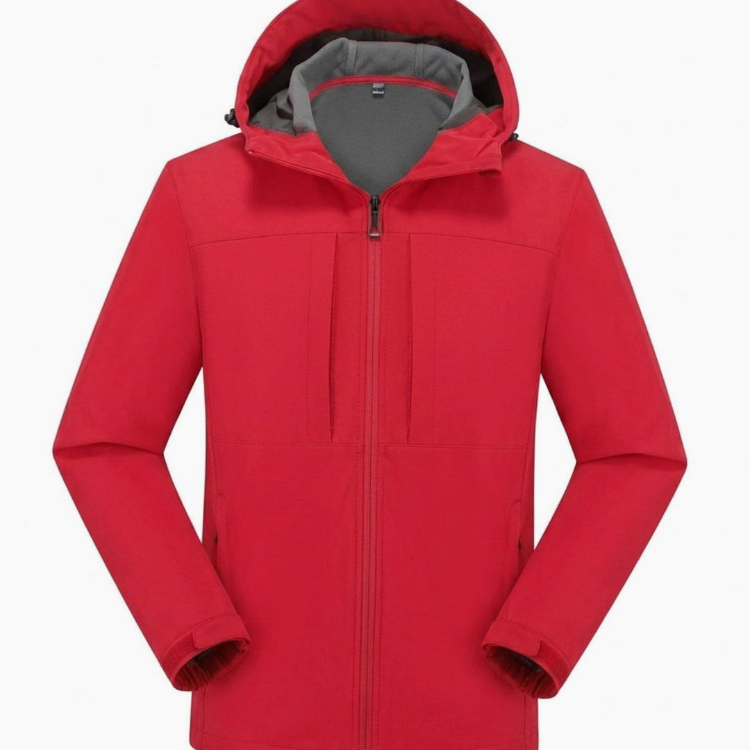 Wasserdichte Softshelljacke Herren mit Fleecefutter und Kapuze - Rot