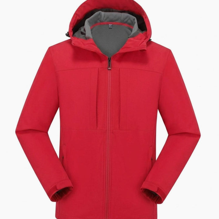 Wasserdichte Softshelljacke Herren mit Fleecefutter und Kapuze - Rot