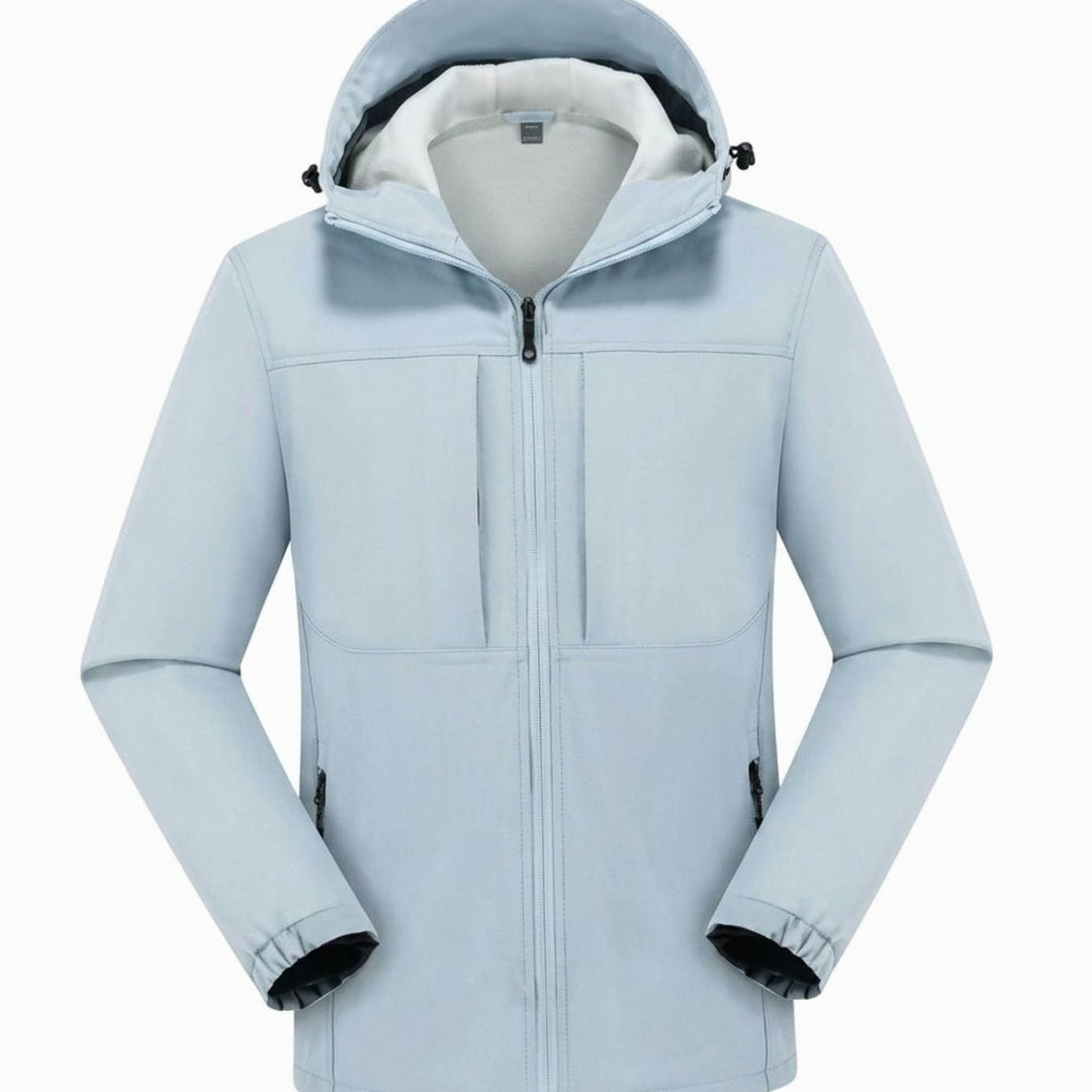 Wasserdichte Softshelljacke Herren mit Fleecefutter und Kapuze - Eisblau
