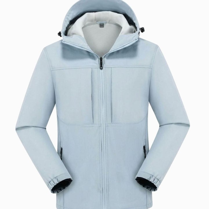 Wasserdichte Softshelljacke Herren mit Fleecefutter und Kapuze - Eisblau