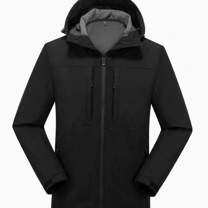 Wasserdichte Softshelljacke Herren mit Fleecefutter und Kapuze - Anthrazit